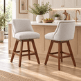 thumbnail image 2 of LEGAHOME Swivel Bar Stools Set of 2, 26” Upholstered Counter Height Bar Stools with Curved Backrest and Nailhead Trim, Modern Bar Stools with Wood Legs for Kitchen Island, Bar, Dining Room, Beige, 2 of 8