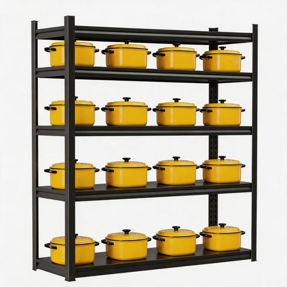 5-Tier Metal Shelving Adjustable Kitchen Storage Rack 40" W x 72" H Metal Storage Shelf Black Shelving Unit 2000LBS Shelvs for Kitchen Pantry Basement
