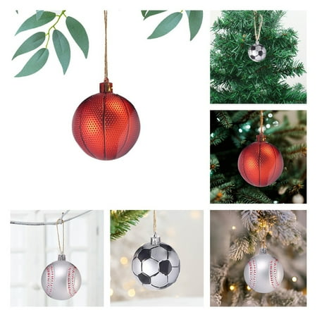 

GROFRY 6Pcs/Set Christmas Balls Innovative Real-looking Portable Miniature Sports Balls Hanging Pendant for Party