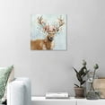 thumbnail image 5 of Deer Picture Decor Wall Art Horned Animal With Flower on Head Hand Painted Canvas Painting for Modern Bathroom Bedroom Walls 12x12, 5 of 6