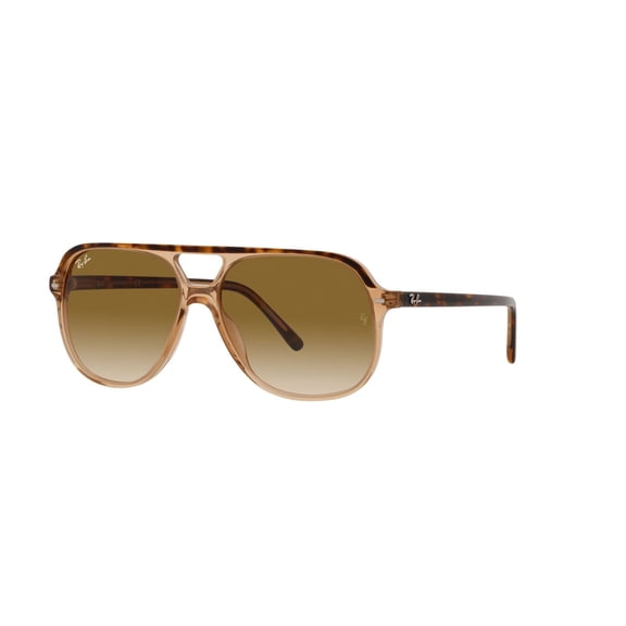 RAY-BAN RB2198 BILL Square Shape Sunglasses Polished Havana On Transparent Brown Frame / Light Brown Gradient Lens 56mm