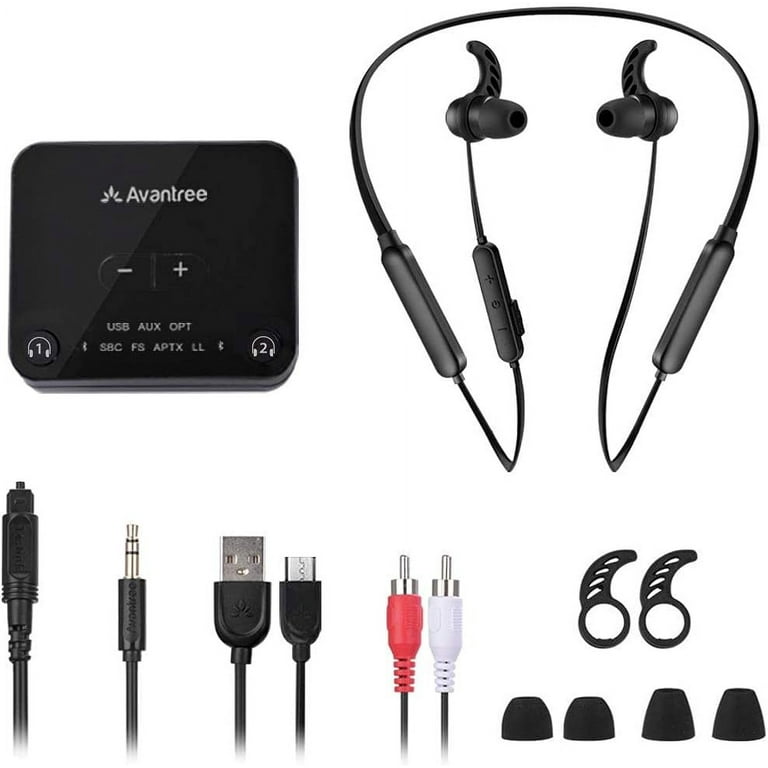 Avantree HT4186 Wireless Headphones Earbuds for TV Watching Neckband Earphones Set