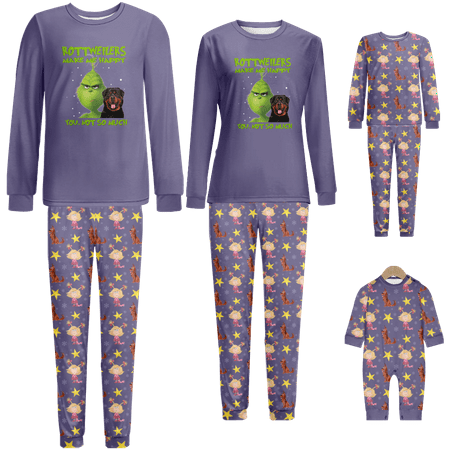 

Matching Family Christmas Pajamas Sleepwear Set Christmas Grinch Print Baby-Kids-Adult-Pet Size 2-Piece Top and Pants Bodysuits Pajamas Sets