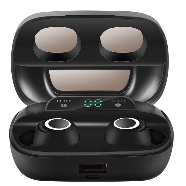 Auriculares Bluetooth 5.0 Auriculares inalámbricos LED con pantalla digital TWS Micrófono S11 Binaural Negro
