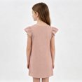 thumbnail image 5 of Grblisyd Girls Dress Summer Ruffle Sleeve Crew Neck Sundress Solid Color Casual Party Dresses for Kids 2-13 Years, 5 of 6