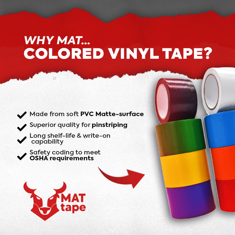 Mat Tape Vinyl Marking Tape White 1.5 in. x 36 yd. Safety Floor Marking