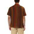 thumbnail image 3 of INSPIRE CHIC Men's Shirt Vertical Striped Button Down Point Collar Short Sleeve  Shirt M Brown Khaki, 3 of 6