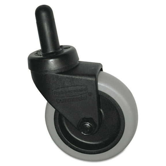 Rubbermaid Commercial Replacement Swivel Bayonet Casters, 3" Wheel, Thermoplastic Rubber, Black
