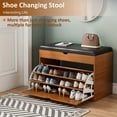 thumbnail image 2 of Banco de zapatos con asiento acolchado, estante para calzado de 3 niveles, gabinete de almacenamiento para dormitorio, entrada, organizador de zapatos, gabinete de almacenamiento, 2 of 3