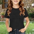 thumbnail image 2 of Teylalorva Girls Short Sleeve T-Shirt, Fashion Pleated Crewneck Soft Casual Summer Kids Tees Black Size 12, 2 of 5