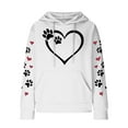 thumbnail image 3 of Mnyycxen Women Waffle Hoodies Cute Dog Paw Pattern Printed Long Sleeve Pullover Drawstring Kangaroo Pocket Sweatshirt, 3 of 3