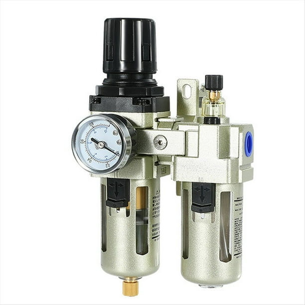 Regulador de Presión de Aire Comprimido de Aleación de Aluminio AC4010-04, 1 Unidad, Filtro de Agua con Trampa de Humedad de 3/8 Pulgadas y Manómetro.