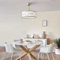 thumbnail image 5 of 18" Gold Fandelier Ceiling Fan with Light, Fabric Boho Chandelier Ceiling Fans with Remote Control, Mid-Century Modern Caged with 6 Speeds for Bedroom, Nursery, 5 of 9