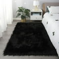 thumbnail image 2 of 5x7 Feet Ultra Soft Faux Fur Sheepskin Area Rug, 3.5-inch Thick Modern Indoor Fluffy Shaggy Rug for Bedroom, Livingroom and Dorm Decorative, High Pile Non-Slip Carpet, Black, 2 of 7