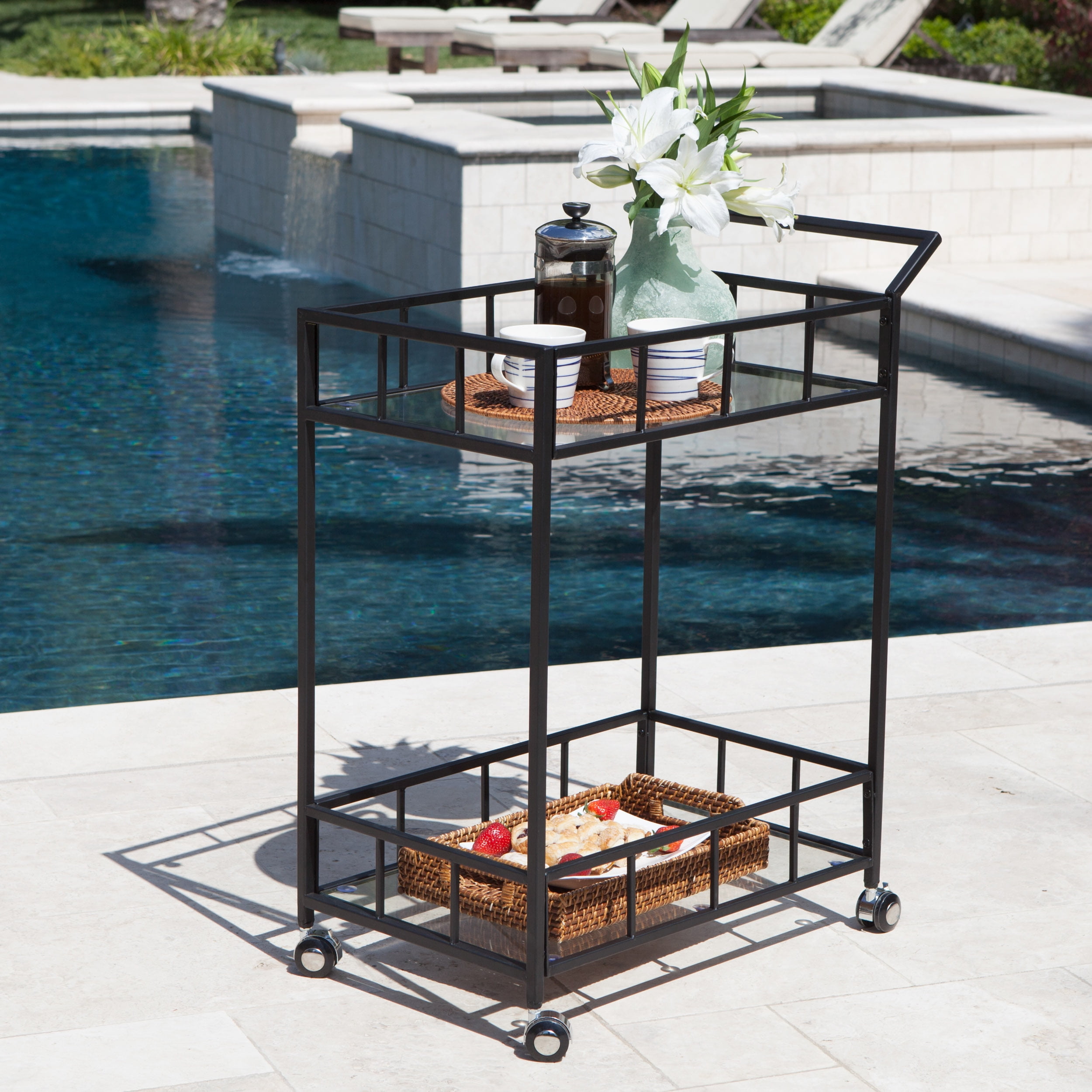 GDF Studio Varacruz Outdoor Industrial Modern Black Powder Coated Iron