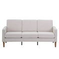 thumbnail image 4 of 71.3" Modular Sofa, Modern Linen Sofa Couch with Solid Wood Legs, Three Seat Without Chaise Concubine, 3-Seater Sofa with Side Pocket, Solid Wood Frame, for Home Living Room Bedroom, Creamy White, 4 of 7