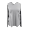thumbnail image 4 of Women's Casual Hooded Shirt Long Sleeve Comfortable Vacation Outdoor Blouse Spring Summer Fall Tops Loose Fit Pure Color Travel Clothes Uv Shirts for Women, 4 of 4