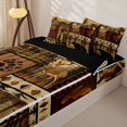 thumbnail image 3 of Homewish Patchwork Cabin Patchwork Zipper Queen Comforter Set with Fitted Sheet and 2 Pillowcases,Rustic Wild Deer Print Zipper Bedding Set For Boys,Black Reversible,4pcs, 3 of 7