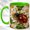 Green, variant on Floral Ladybug Coffee Mug, Nature Insect Mug, Ceramic 11 oz