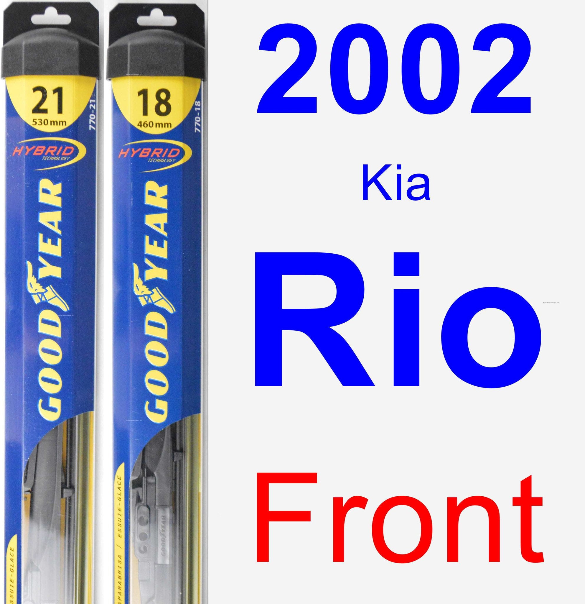2002 Kia Rio Wiper Blade Set/Kit (Front) (2 Blades) Hybrid