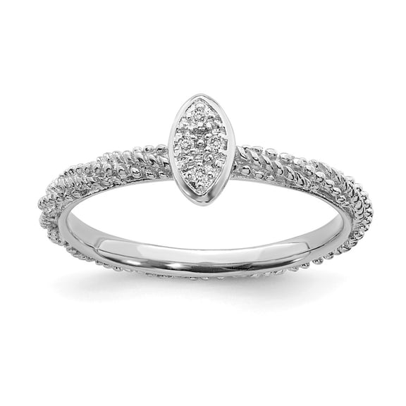 925 Sterling Silver Diamond Stackable Experssions Textured Ring Size: 9; for Adults and Teens; for Women and Men