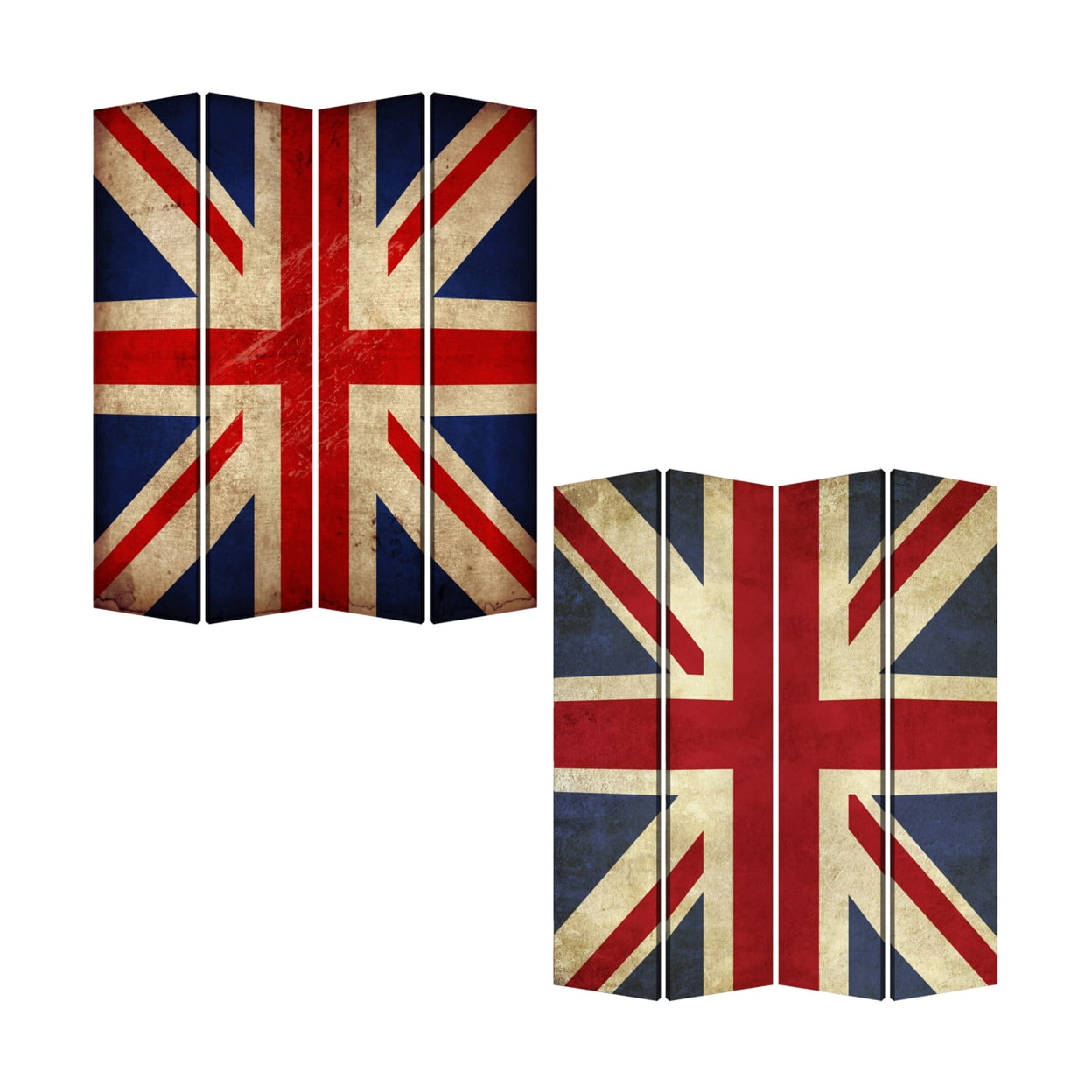 Decorative Lightweight 4 Panel Union Jack Screen Room Divider With Two Different Finishes - 7Ft
