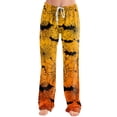 thumbnail image 2 of Halloween Lounge Pants for Women Bat Print Stretch Casual Elastic Waist Pj Pants, 2 of 5