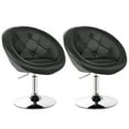 thumbnail image 1 of Gymax Ensemble de 2 Tabourets de Bar Pivotants Hauteur Réglable Dossier Rond Capitonné Chaises de Bar Noir, 1 of 10