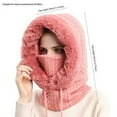 thumbnail image 2 of GRNSHTS Women Winter Hood Faux Fur Hat with Knitted Ski Mask Scarf Neck Warmer Fleece Lined Balaclava for Snow Outdoor Sports (Red), 2 of 8