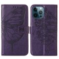 thumbnail image 6 of Dteck iPhone 12 Pro Max Case, Butterfly Patterned Wallet Case, Magnetic Hand Strap Credit Card Holder Slots Synthetic Leather Kickstand Protective Cover For iPhone 12 Pro Max, Purple, 6 of 14