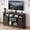 Dark Rustic Oak, variant on Uforic TV Stand for 70" TV with Mount, Farmhouse Entertainment Center with Power Outlets & Sliding Barn Doors, White