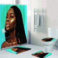 thumbnail image 2 of High-definition Digital Printing Polyester Fiber Waterproof Shower Curtain Floor Mat Bathroom Base Mat Toilet Mat African Girl African Woman Printing Pattern C6 Shower Curtain 1PC, 2 of 10
