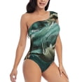 thumbnail image 3 of Sikiie Abstract Geometric Shark Print Women One Piece Swimsuits Tummy Control One Shoulder Bathing Suits Ruffle Swimwear, From S to XXL-X-Large, 3 of 6