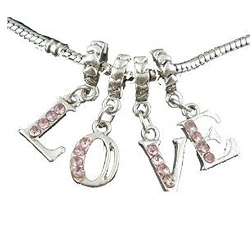 Four L O V E Letters Charm Beads for Snake Chain Charm Bracelet
