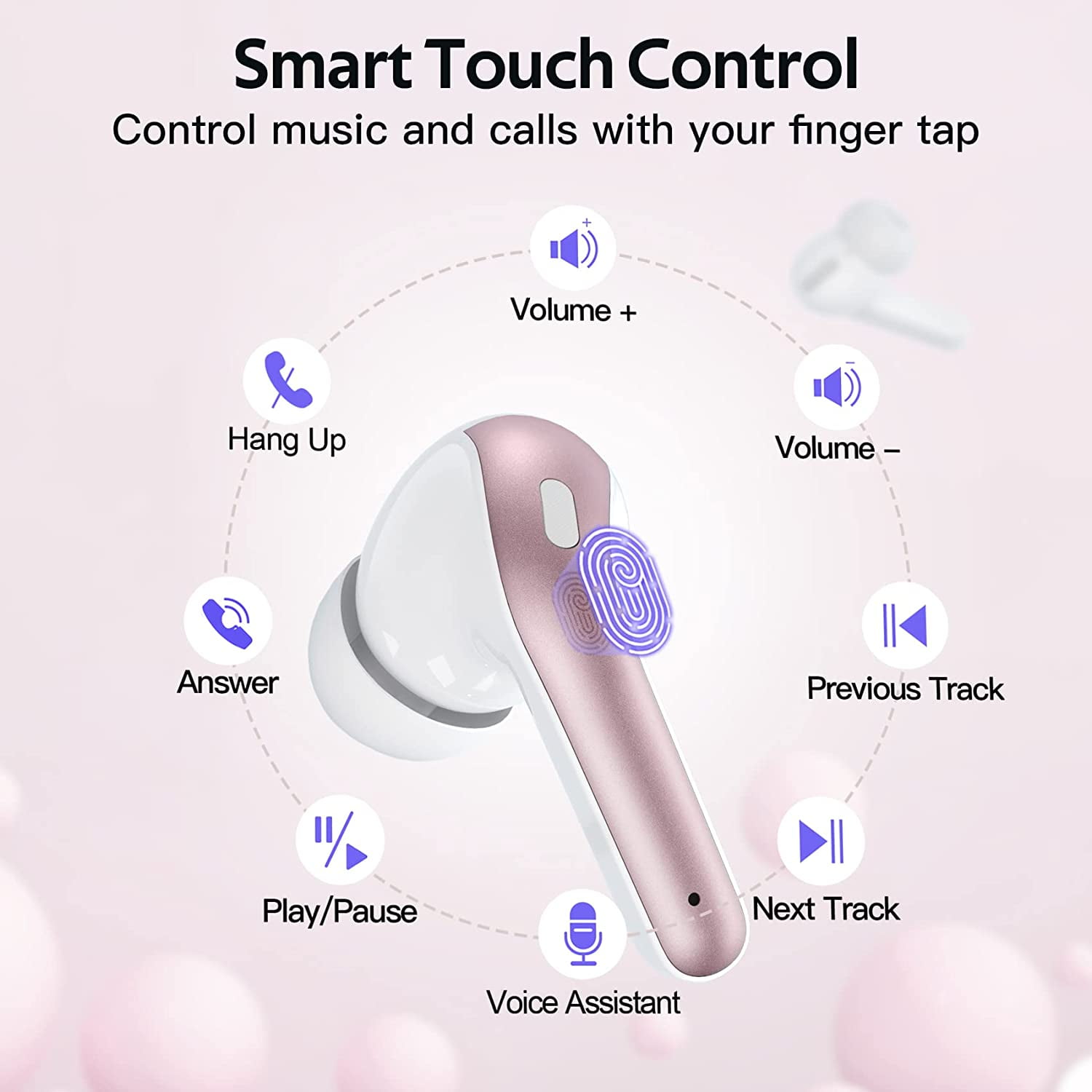 TAGRY Bluetooth Headphones True Wireless Earbuds 60H Playback LED Power Display Earphones with Wireless Charging Case IPX5 Waterproof in-Ear Ear buds with Mic for TV Smart Phone Laptop Computer