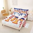 thumbnail image 2 of Erosebridal Orange Monogrammed M Full Size Sheets, Sport Baseball Bed Sheets, Kids Boys, 4pcs, 2 of 5