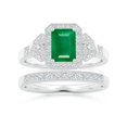 thumbnail image 4 of ANGARA Natural 1 Ct Aeon Vintage Style Emerald Halo Engagement Ring with Milgrain in 14K White Gold for Women (Size-7x5mm) | May Birthstone, Anniversary, Jewelry Gift for Women | Natural Emerald Ring, 4 of 10