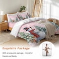 thumbnail image 7 of Winter Christmas Snowman Bedding Duvet Cover Set Full Size 4 Pieces Pink Xmas Tree Fox Squirrel Bedding Set with Zipper Closure, 1 Comforter Cover 86x86 Inches 1 Flat Sheet & 2 Pillow Cases, 7 of 7