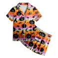 thumbnail image 5 of UAYOTSE Kids Girls Collared Button‑Front Satin Pjs, Short‑Sleeve Top and Sleep Shorts, Wearable Sleep Set for At‑Home Play and Overnight Stays Size 10-11 Years, 5 of 6