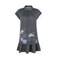 thumbnail image 4 of Leutsin Women Summer Loose A-Line V-Neck Daisy Printing Short Sleeve Slit Mini Dress Plus Size, 4 of 5