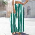 thumbnail image 6 of Aobny Gaucho Pants Women Green Striped Baggy Pants Culottes High Waisted Full Women’S Pants, 6 of 8