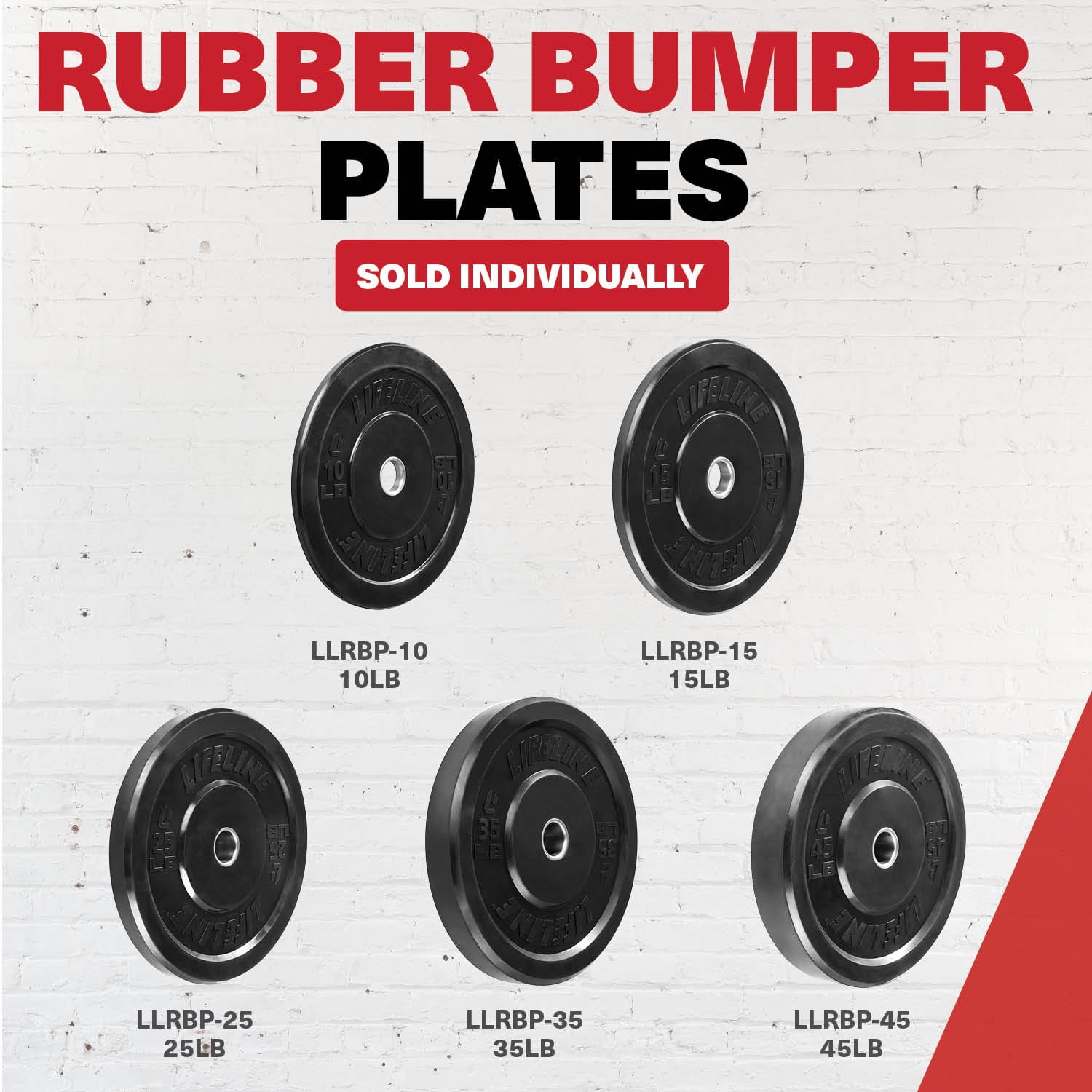 Lifeline Fitness Olympic 35 lb. Rubber Bumper Weight Plate - Single 2" Barbell Plate for Home Gym Equipment, Fitness equipment for use with weight bench
