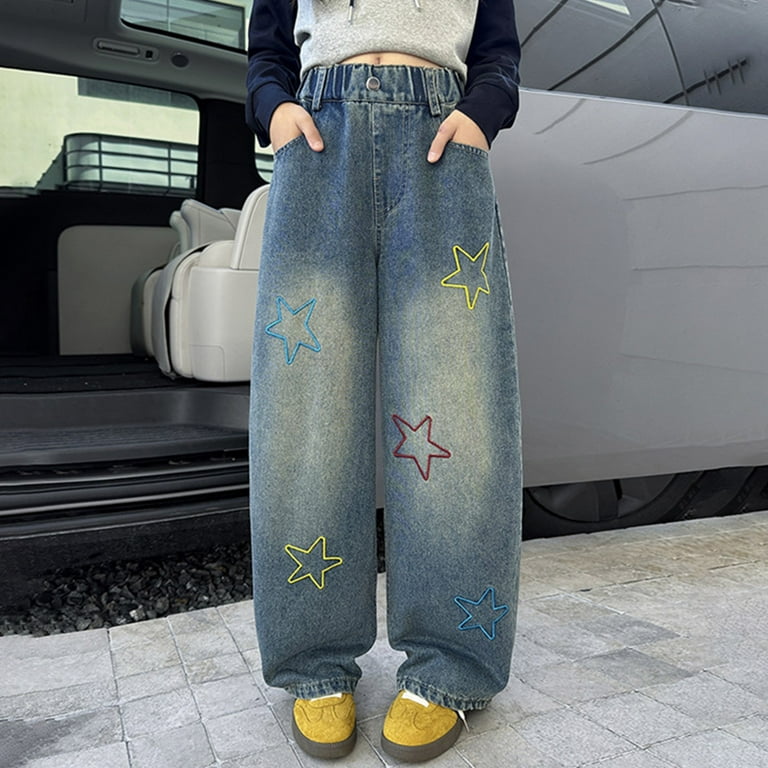 Zshosam Jeans for Teens Girls Ripped Girl's Pocket Side High Waist