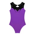 thumbnail image 6 of YONGHS Kids Girls Rhinestone Sleeveless Gymnastics Ballet Leotard Figure Ice Skating Dance Biketard Purple 4, 6 of 7