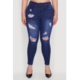 thumbnail image 4 of Women's Plus Size WAX High Waisted Distressed Frayed Skinny Jeans, 4 of 5