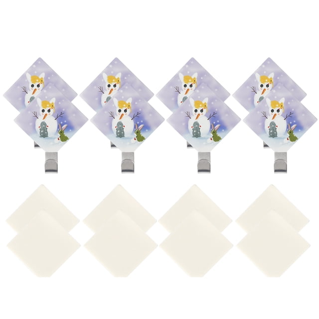 Juego de ganchos sin perforaciones con forma de muñeco de nieve de 8 piezas de acero inoxidable para uso intensivo