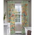 thumbnail image 4 of Boho Green Flowers Sheer Curtains 84 Inch Length 2 Panels Set for Living Room/Bedroom, Spring Abstract Watercolor Floral Leaf Kitchen Curtains Grommet Semi-Sheer Curtains Window Treatments 52"x84"x2, 4 of 7