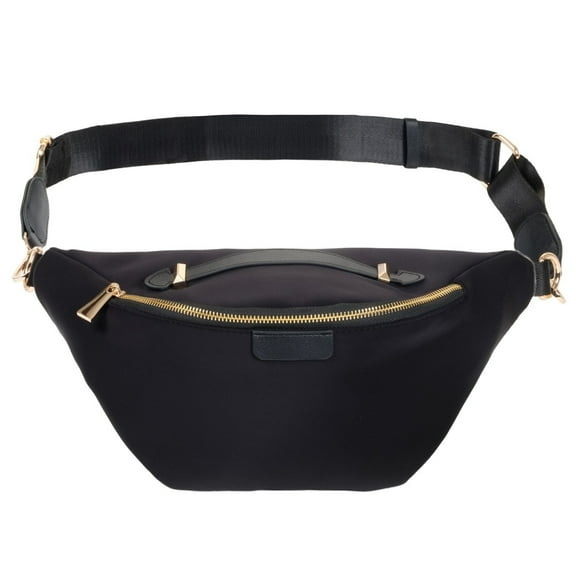 Black Oversized Fanny Pack, Plus Size Crossbody Bag with Adjustable Belt Straps