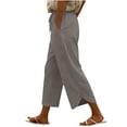 thumbnail image 3 of Dvprdro Loose Fit Capri Pants for Women Cotton Drawstring Elastic Waist Side Pockets Solid Summer Casual, 3 of 8