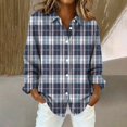 thumbnail image 2 of Tops for Women, Audhol Women's Fashion Casual Printed Button Long Sleeve Shirts Tops Button Up Shirt Women Blue, L, 2 of 5